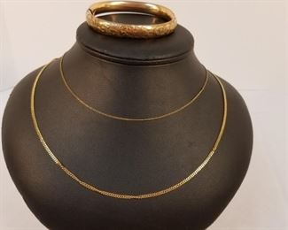 14K & 12K Gold Necklaces & Vintage Cuff Bracelet    https://ctbids.com/#!/description/share/233692
