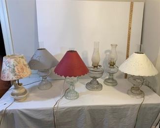 Glass and Faux Oil Lamps, Ceramic Lamp https://ctbids.com/#!/description/share/233741