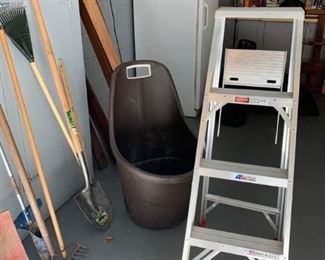 Assortment of lawn tools, ladder, debris cart. https://ctbids.com/#!/description/share/233765