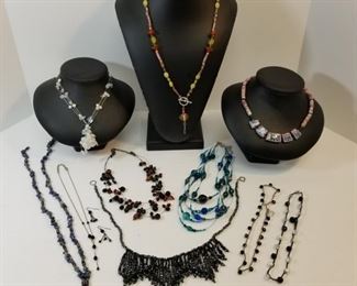 collection of costume jewelry necklaces and pair of earrings https://ctbids.com/#!/description/share/233771