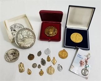 Lot of Catholic medallions, coins from the Vatican https://ctbids.com/#!/description/share/233773