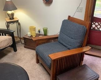 Mission style chair. Matches rocker and sofa upstairs!