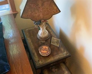 Nesting tables and Parot lamp