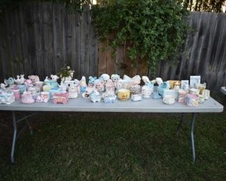 Tons of napco, relpo, lefton and more vintage baby planters