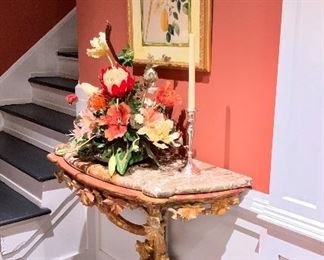 Incredible mid 18 century Venetian console with marble top.  