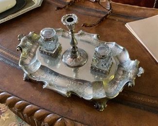 Antique silver desk set circa 1825