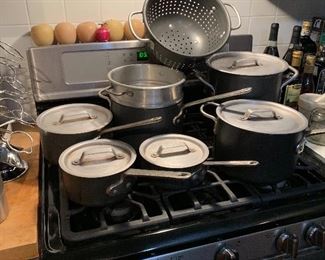 Commercial set of pots and pans.