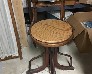 Vintage Wooden Swivel Barstool Chair