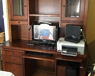 Large Computer Desk with Shelf lighting