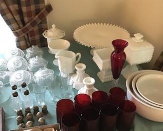 Milk Glass, Ruby Glass, Salts