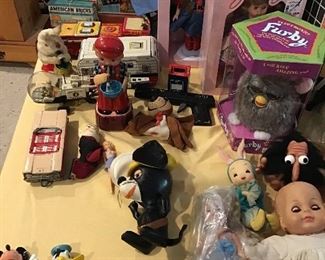 Vintage Tin Toys, Ginny Dolls, Furby New In Box,