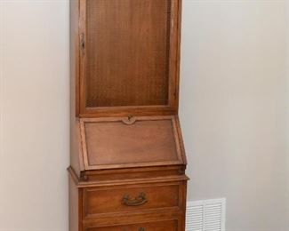 Vintage Secretary with Lighted Display Hutch