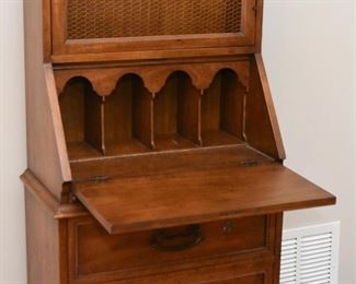 Vintage Secretary with Lighted Display Hutch