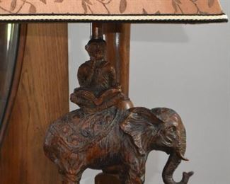 African Themed Table Lamp (Monkey Riding Elephant)