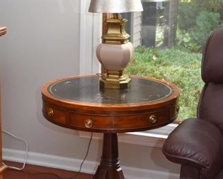 Round Vintage Occasional Table, Stiffel Table Lamp