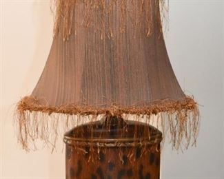 Animal Print Table Lamp with Fringed Shade