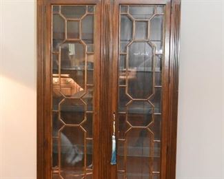 Vintage Lighted Display Cabinet / Curio with Glass Shelves