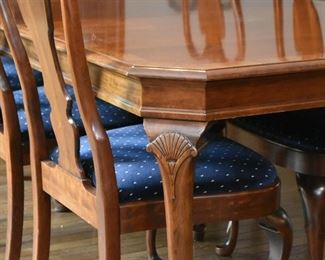 Dining Table & 8 Chairs with Blue Upholstered Seats