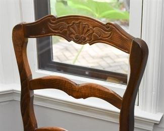 Antique Expandable Carved Oak Dining Table & 4 Chairs with Rattan Seats