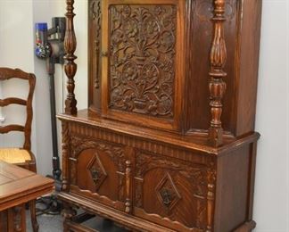 Antique Carved Oak China Cabinet