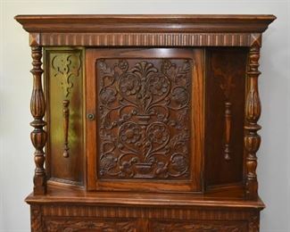 Antique Carved Oak China Cabinet