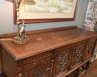 Antique Carved Oak Buffet / Sideboard