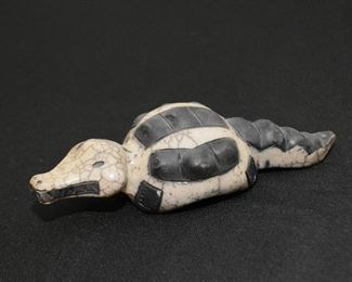 Raku Pottery African Animal Figurines - Made in South Africa (Alligator)