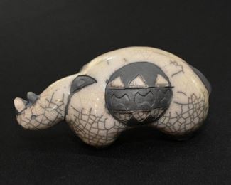 Raku Pottery African Animal Figurines - Made in South Africa (Rhino)