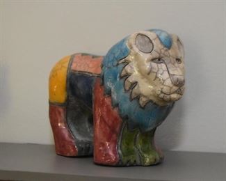Raku Pottery African Animal Figurines - Made in South Africa (Lion)