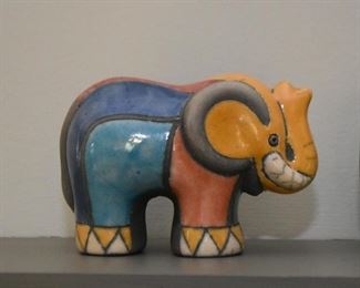 Raku Pottery African Animal Figurines - Made in South Africa (Elephant)