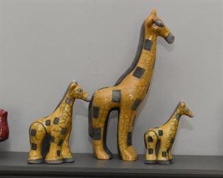 Raku Pottery African Animal Figurines - Made in South Africa (Giraffes - 3 Sizes)