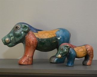 Raku Pottery African Animal Figurines - Made in South Africa (Warthogs, 2 Sizes)
