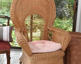 Natural Wicker High-Back Chair