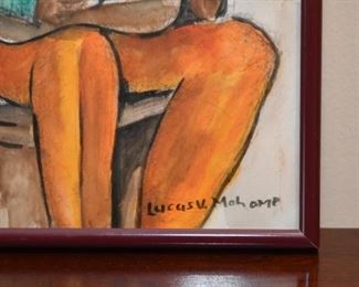 Framed Artwork / Watercolors, African, Signed Lucas V. Mahome 