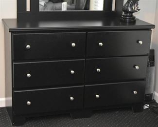 Black 6-Drawer Chest / Dresser with Mirror