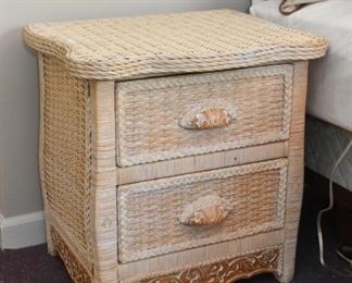 Pair of Contemporary Wicker Nightstands