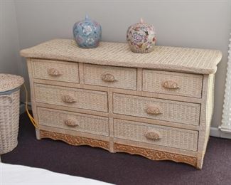 Contemporary Wicker Lowboy Chest of Drawers / Dresser