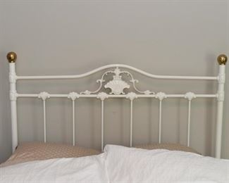 Full Size White Metal Bed (Headboard, Frame, Mattress & Box Spring)