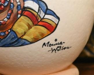 Hand Painted Ostrich Eggs - Signed by Artist
