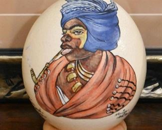 Hand Painted Ostrich Eggs - Signed by Artist