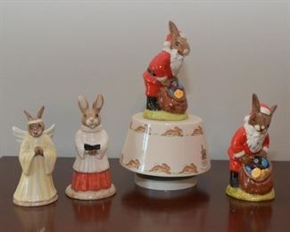 Royal Doulton Bunnykins Figurines & Music Box (Santa, Happy Christmas)