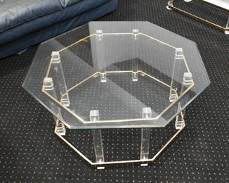 Brass & Glass Octagonal Coffee / Cocktail Table