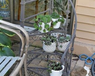 Spiral Garden Plant Stand, Succulents in Flower Pots