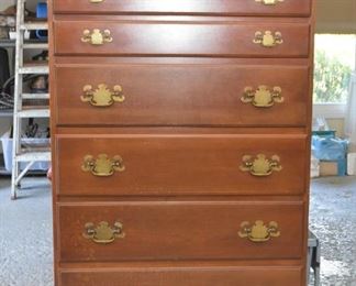 Highboy Chest of Drawers with Brass Pulls