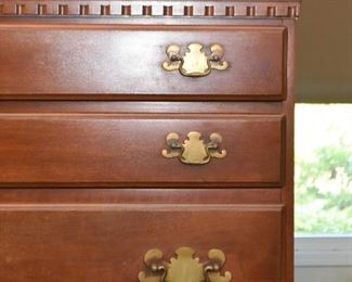 Highboy Chest of Drawers with Brass Pulls