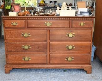 Matching Lowboy Chest of Drawers with Brass Pulls