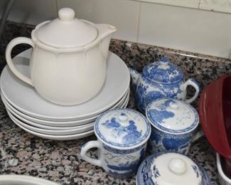 White Bowls, Teapots, Tea Cups