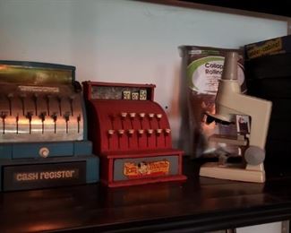 vintage toy cash registers. They work