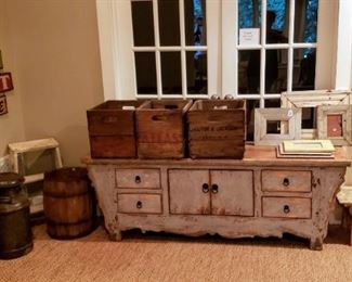 Wooden Crates, Barrels, Tables & Stools