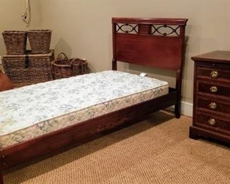 Twin Mahogany Bed with Mattress.
